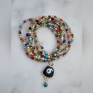 Handcrafted Multicolor  Beaded Evil Eye Bracelet